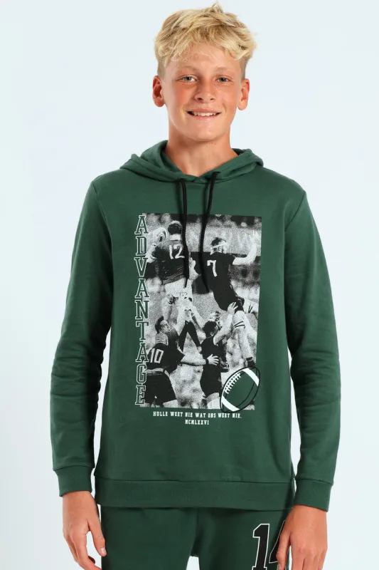 Boys Print Hoody - Green sold by Edgars 