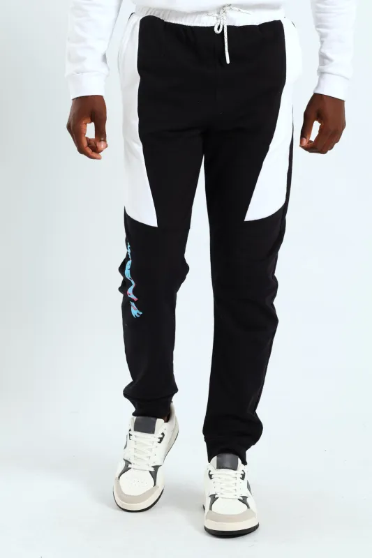 Boys Mr Beast Fleece Joggers - Black/White sold by Edgars