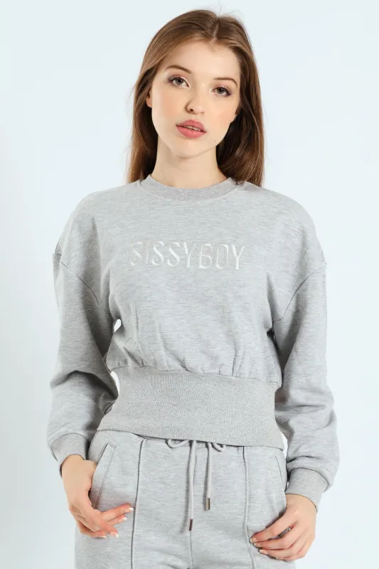 Glitter Fleece Sweat Top - Grey Melange sold by Edgars 