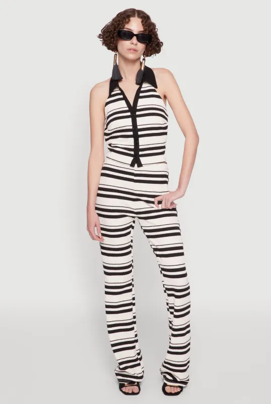 Textured Knit Striped Flared Pants sold by Rainbow