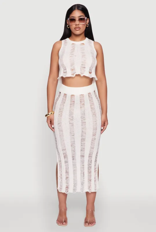 Chic High Waisted Midi Pencil Skirt with Side Slits sold by Rainbow