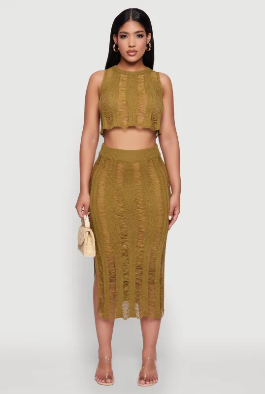 Chic High Waisted Midi Pencil Skirt with Side Slits sold by Rainbow