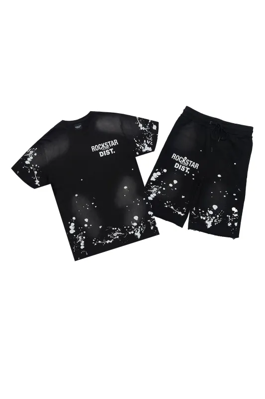 Rafix Black Graphic T-Shirt Short Set sold by Rockstar Original