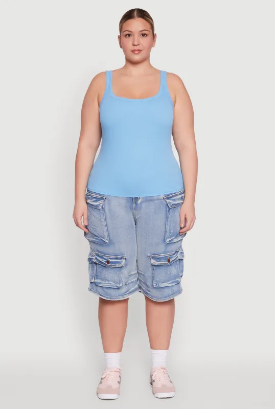 Plus Size Rib Knit Basic Tank Top sold by Rainbow