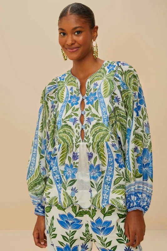Off-White Tropicance Wavy Yoke Blouse sold by FARM Rio
