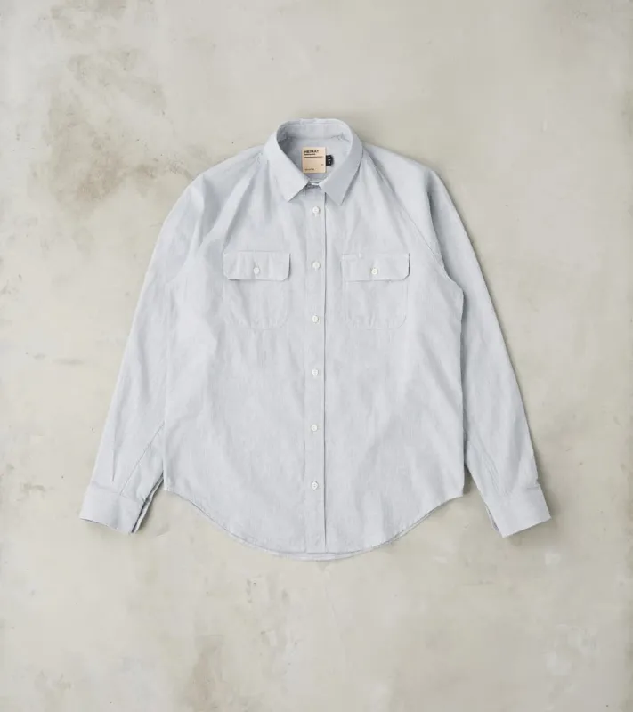 Arbeitshemd Work Shirt - Ink & Seashell Stripe Chambray sold by Division Road