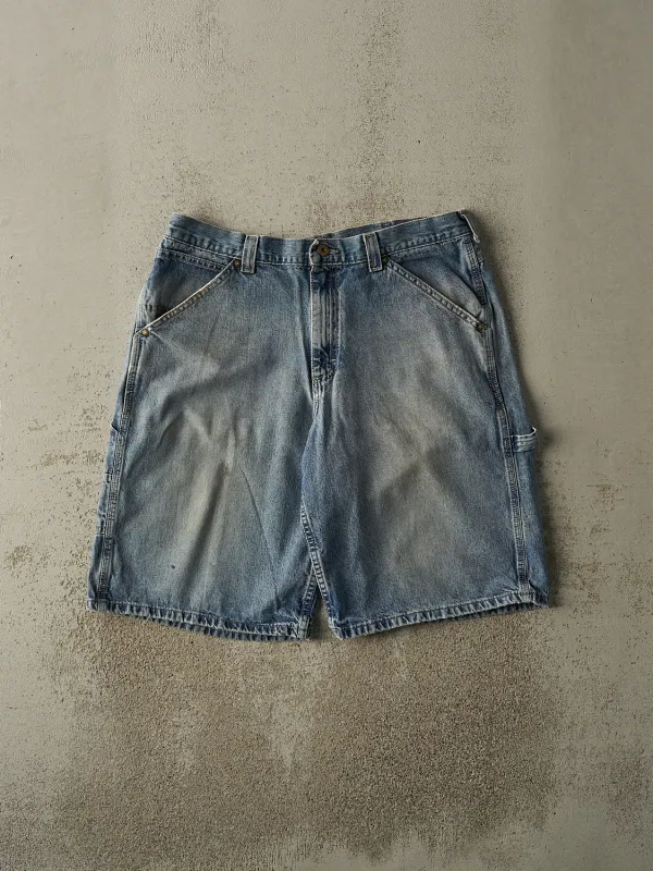 Vintage 90s Mid Wash Lee Dungaree Carpenter Jean Shorts (36x11.5) sold by Rebalance Vintage