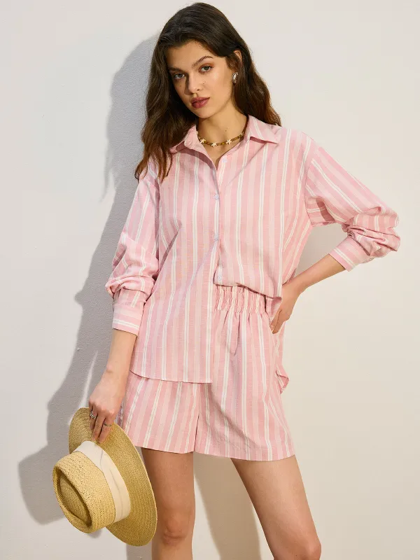 Oversized Striped Shorts Set sold by COMMENSE