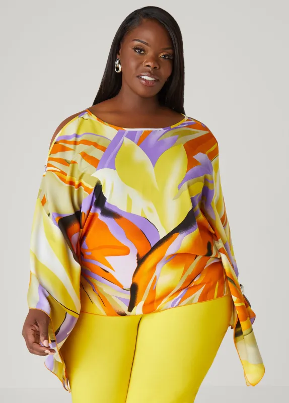 Cold Shoulder Floral Blouse sold by Ashley Stewart