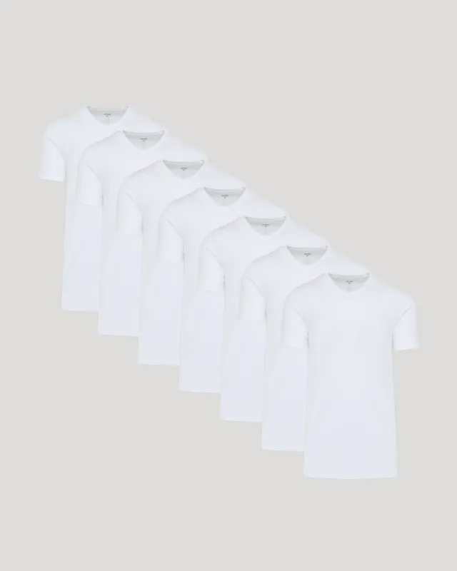 White Tall Pima V-Neck 7-Pack sold by True Classic
