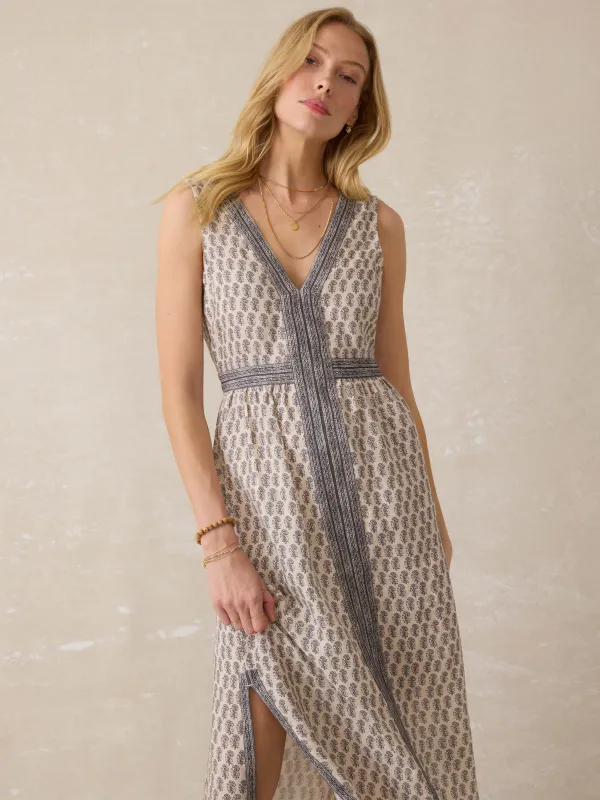 Macey Linen Maxi Dress - Summer Pearl Blossom sold by Faherty