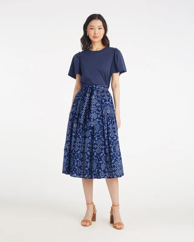 Midi Skirt in Bandana Blue sold by Draper James