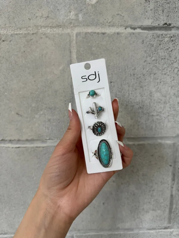 27 Western Concho 4 Piece Ring Set sold by 27 Boutique