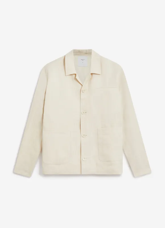 Relaxed Linen Overshirt | Cream sold by Percival