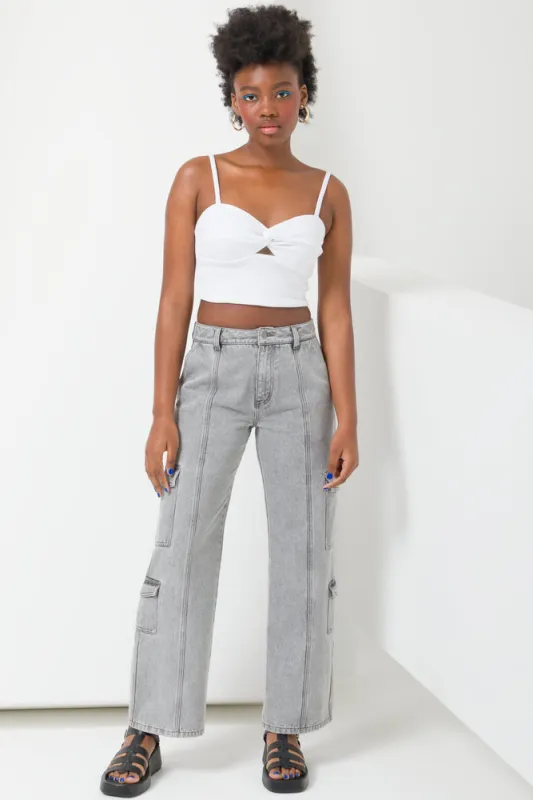Cargo Denim Jeans Dark Grey sold by Ackermas
