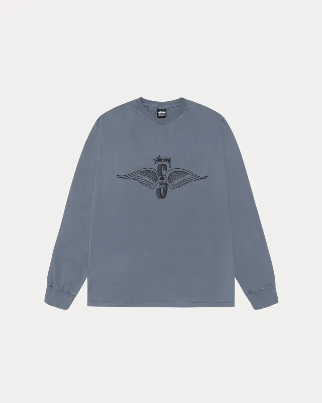 SKULL WINGS LS TEE PIGMENT DYED sold by Stussy