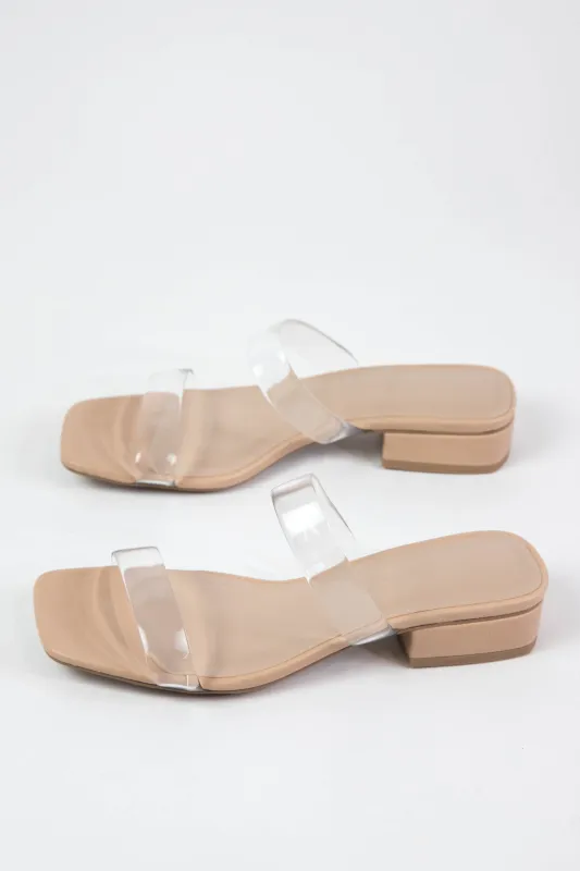Exit Clear Double Strap Square Toe Sandal, Natural/Lucite sold by North & Main Clothing Company