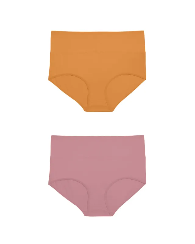 UltimateS 2-Pack Full Coverage High Rise Brief - Melon/Pink sold by Universal Standard