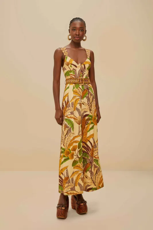 Farm Rio | Foliage Jumpsuit - Sketch Sand sold by Sister & Co