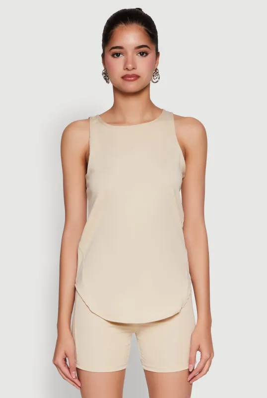 Stylish Mesh Detail High Neck Sleeveless Tank Top sold by Rainbow