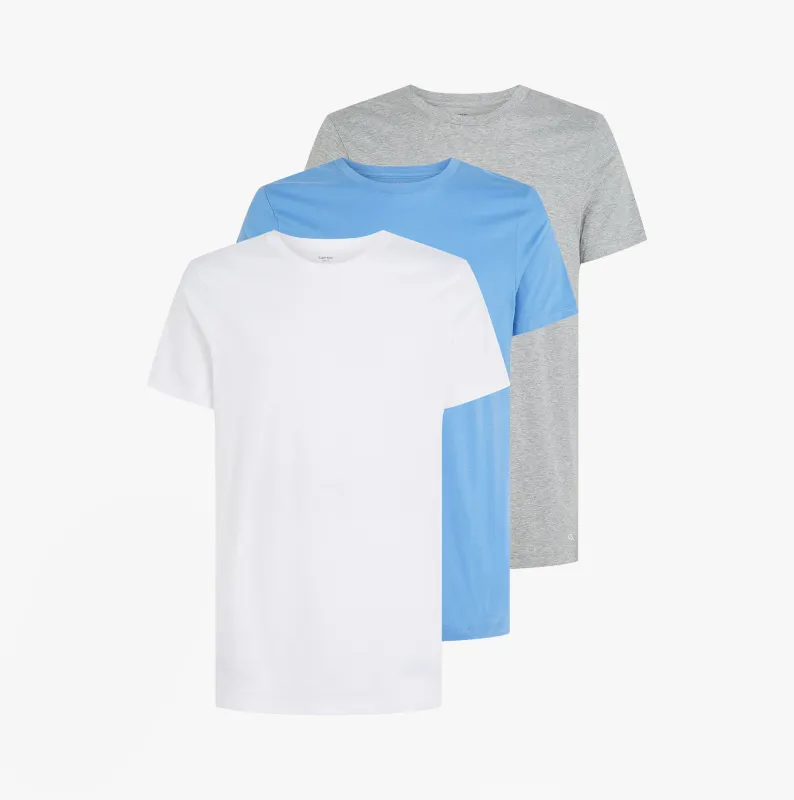Calvin Klein 100% COTTON 3 Pack Mens T-Shirts Black/Grey Heather/Glacier sold by Shuperb