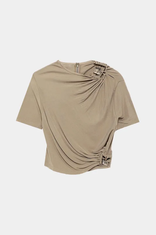 Metallisk ruched kortærmet t-shirt sold by Micas