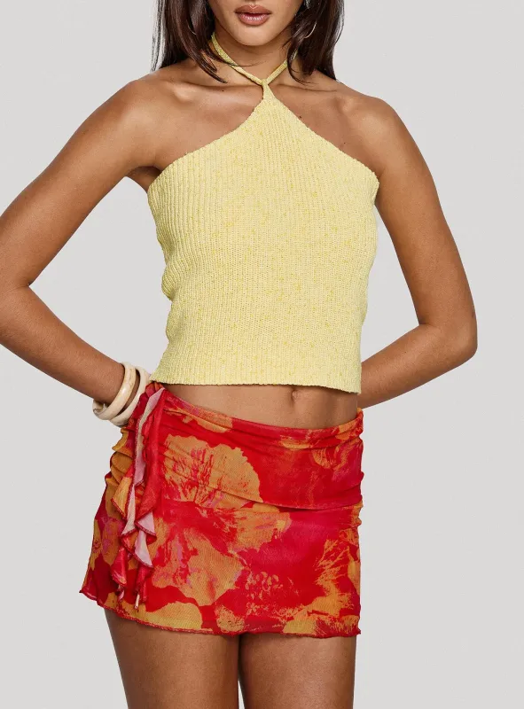 Liloha Frill Mesh Mini Skirt Orange Multi sold by Princess Polly