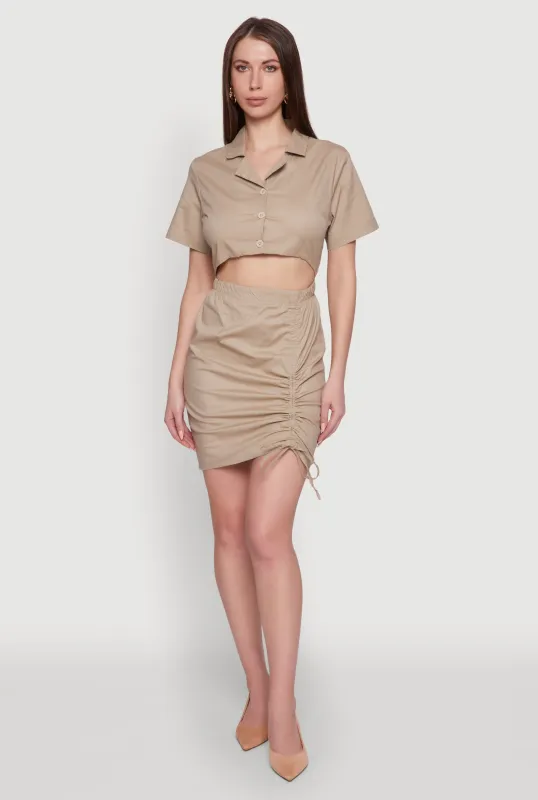 Lace Up Back Button Front Cut Out Mini Dress sold by Rainbow