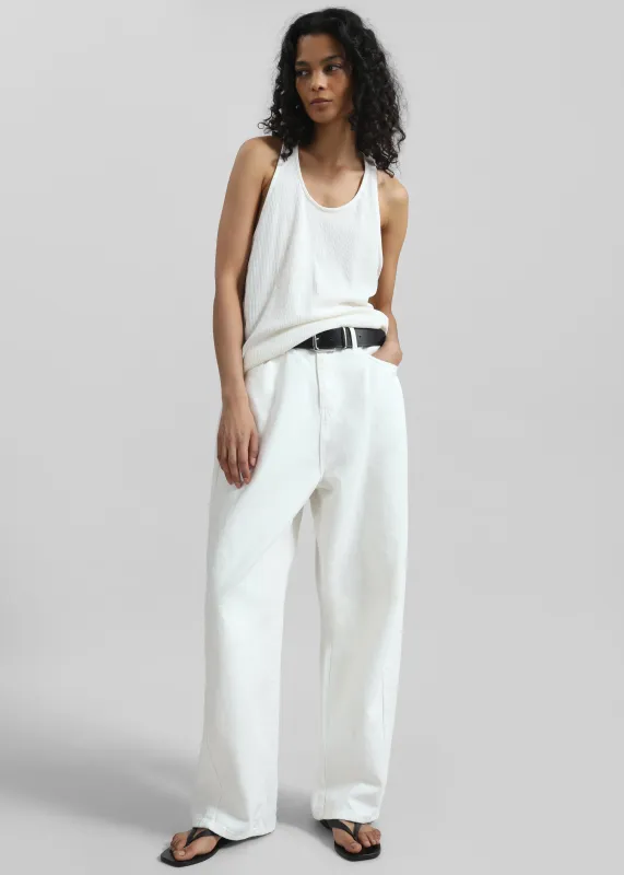 Halgar Frayed Seam Barrel-Leg Jeans - White sold by Frankie Shop