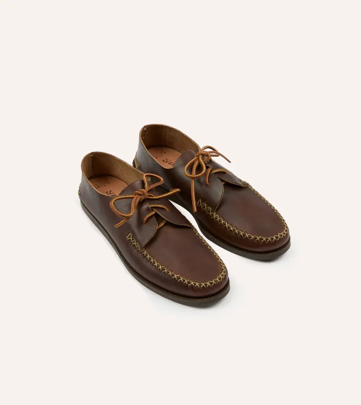 Yuketen Brown Two-Piece Oxford with Camp Sole sold by Drake's London