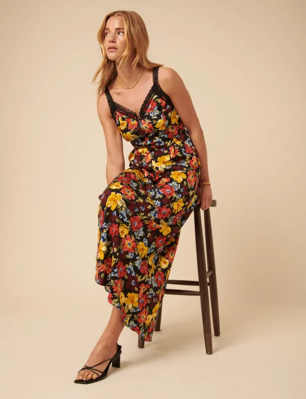 Black Floral Midi Skirt sold by Nobody's Child