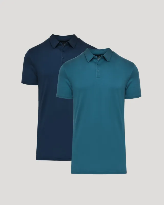 Navy & Lagoon Pima Polo 2-Pack sold by True Classic