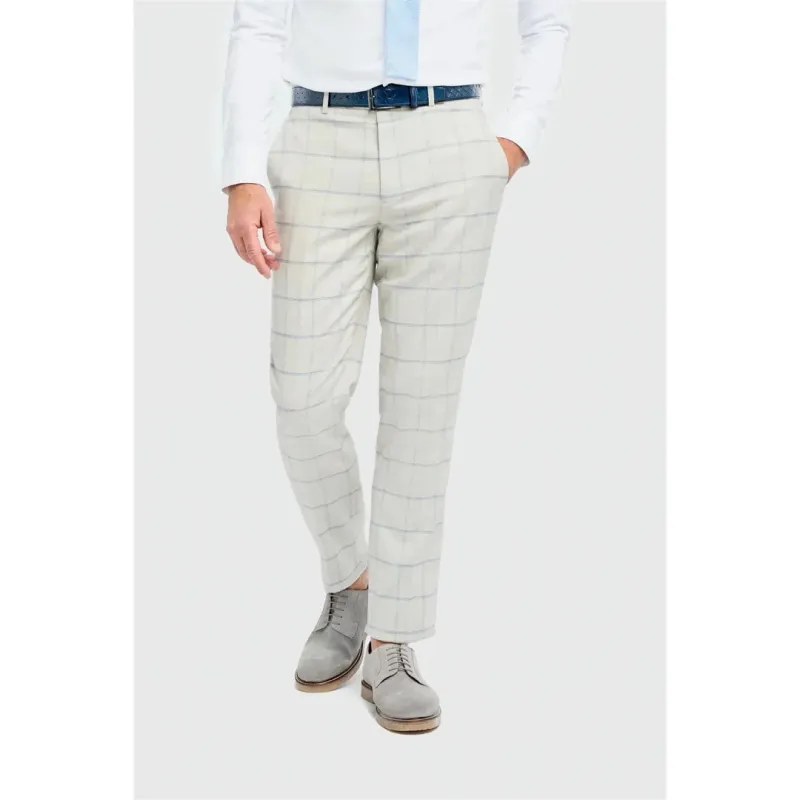 Gabriel - Men's Grey Checked Trousers sold by Tru Clothing