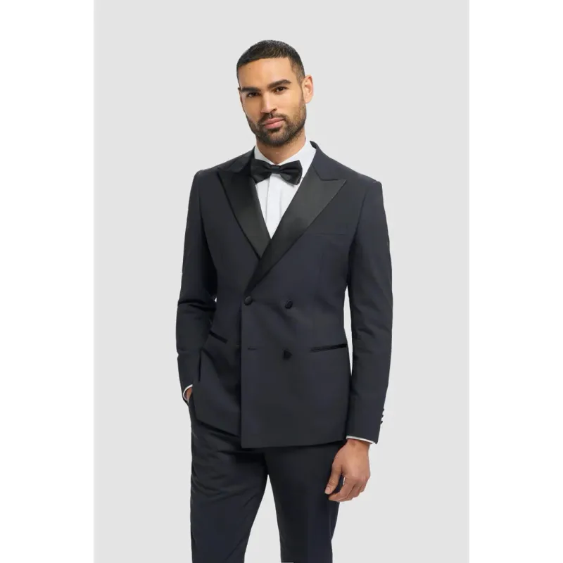 Aspen - Men's Navy Double Breasted Tuxedo Blazer sold by Tru Clothing