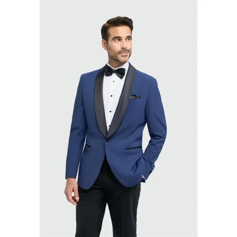 Aspen - Men's Blue 2 Piece Shawl Collar Tuxedo Suit sold by Tru Clothing