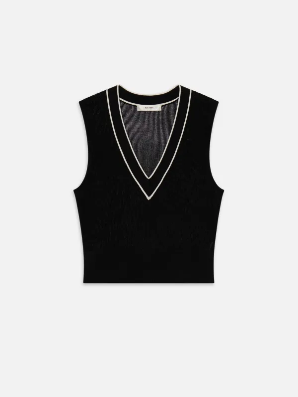The Varsity Vest -- Black Multi sold by Frame Denim