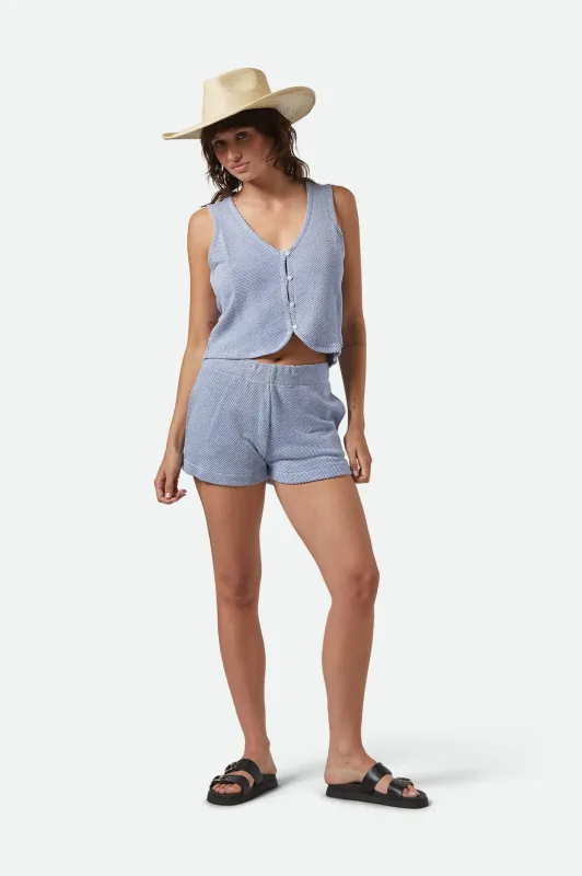 The Weekend Cross Loop French Terry Lounge Short - Off White/Electric Indigo sold by Brixton