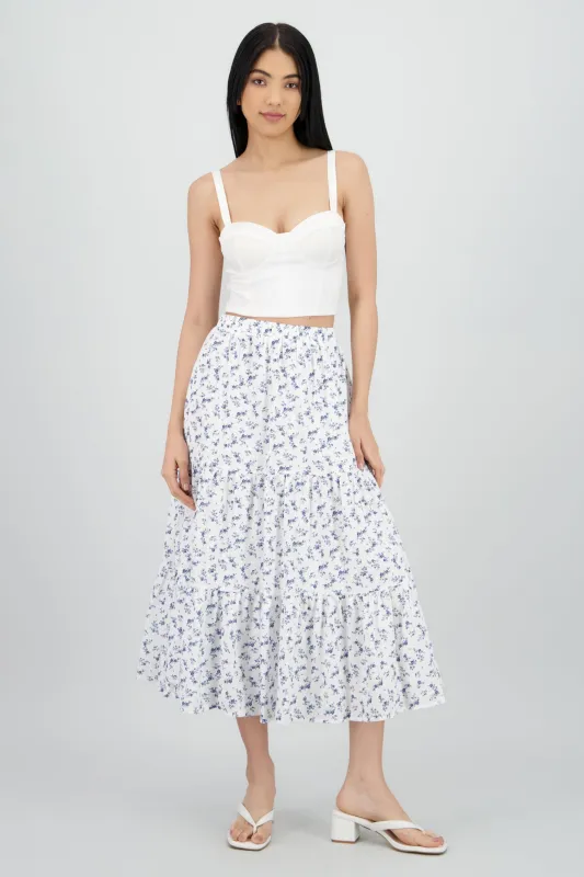Falda maxi flores textura sold by Shasa