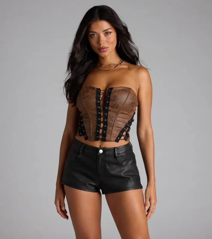 Edgy Persona Lace-Up Corset Top sold by Windsor