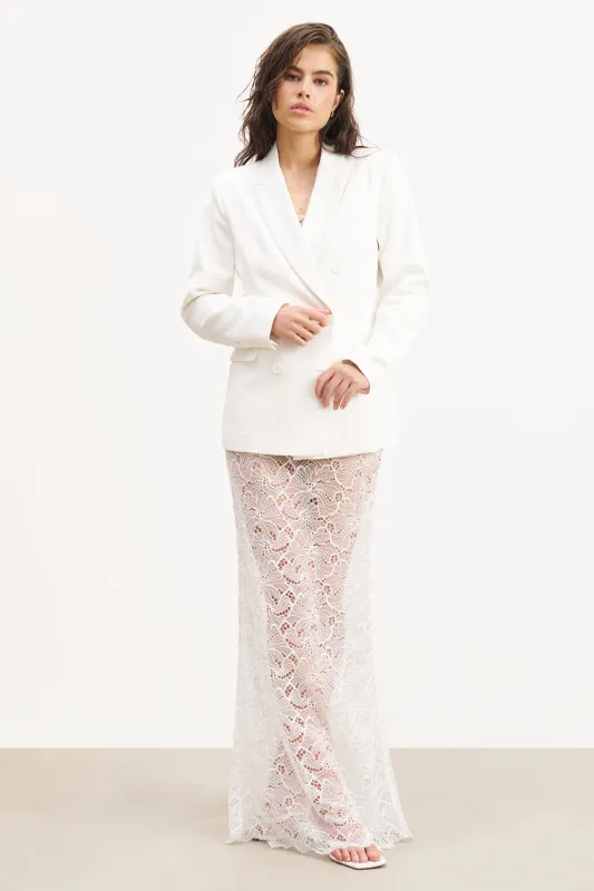 Lace Column Maxi Skirt - White sold by Because of Alice
