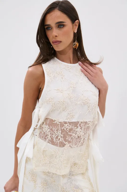LANA FLORAL LACE BLOUSE sold by AKIRA