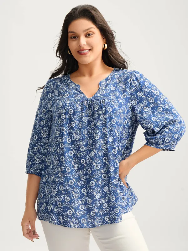 Floral Print Quarter Sleeve Blouse sold by Bloomchic