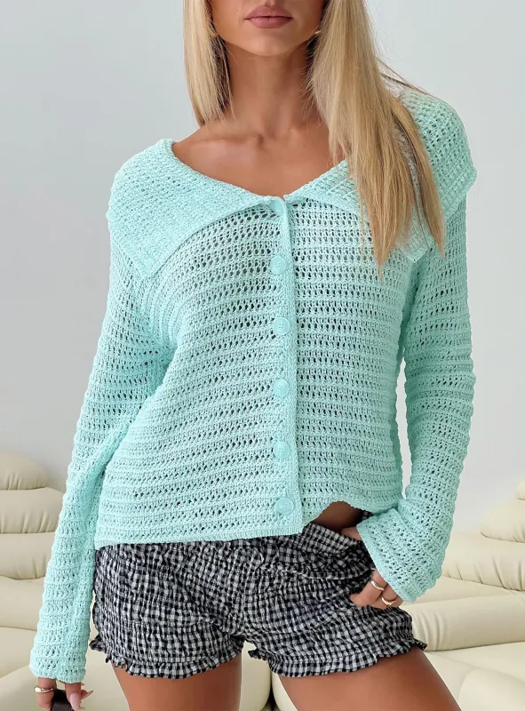 Tuscon Crochet Sweater Blue sold by Princess Polly