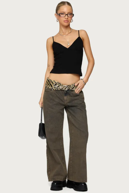 Petite Zahra Mud Wash Low Rise Jeans sold by Edikted