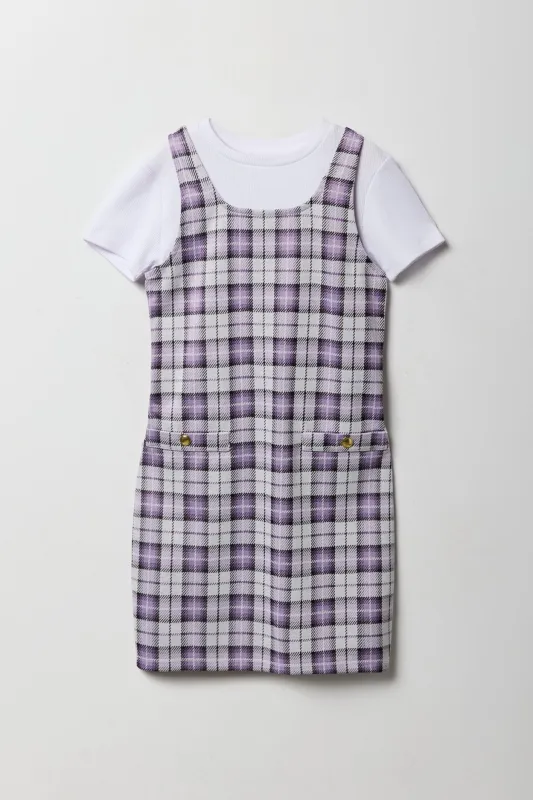 Ensemble deux pièces robe en tricot à carreaux et t-shirt pour filles sold by Urban Planet