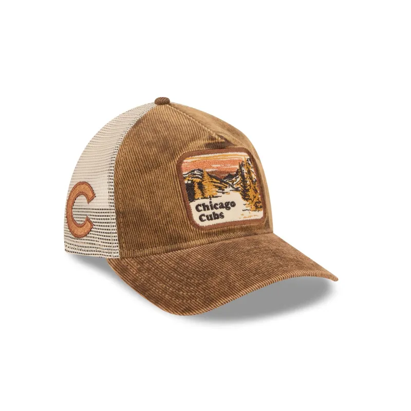 Chicago Cubs Vintage Landscape Brown 9TWENTY A-Frame Trucker Hat sold by New Era