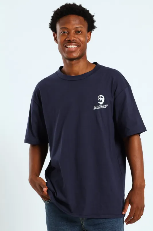 Vintage Chest Print Tee - Navy sold by Edgars 