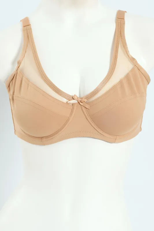 Mesh Trim Minimiser Bra - Beige sold by Edgars