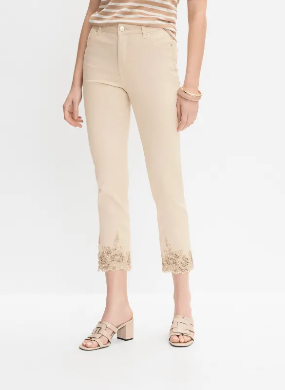Pearl Embellished Denim Capris sold by Melanie Lyne