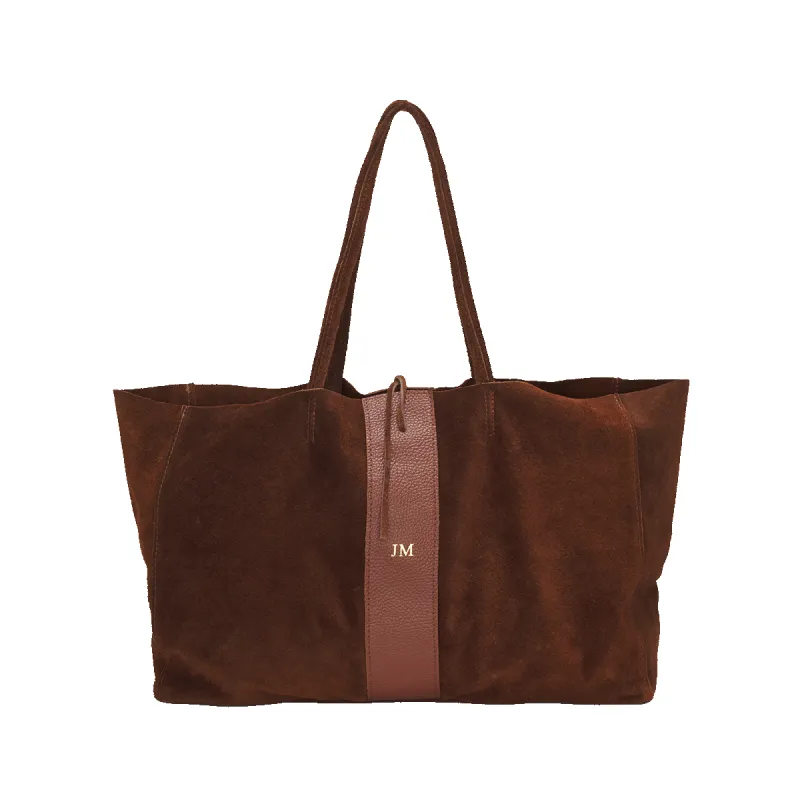 Suede Leather Shopper - Brown sold by Lily and Bean